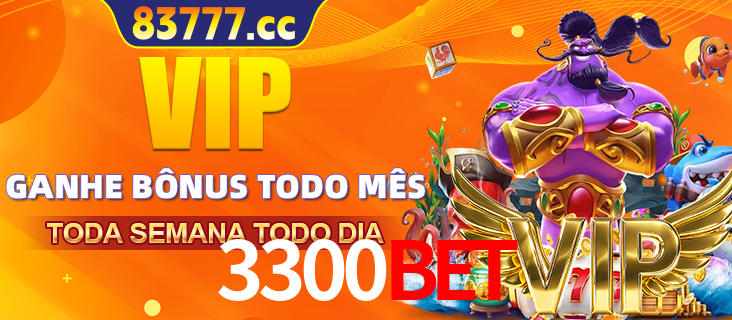 Banner promocional do 3300BET oferecendo 100% de recompensas adicionais contínuas para quem fizer o login diário (Daily sign-in), com um mascote de coelho.