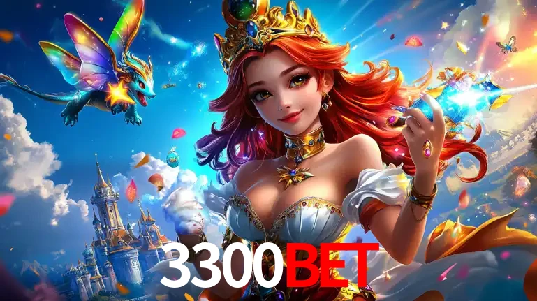 A princesa de um reino de fantasia mágico, com seu pequeno dragão, apresentando um mundo de prêmios encantados nos jogos de caça-níqueis do cassino 3300BET.